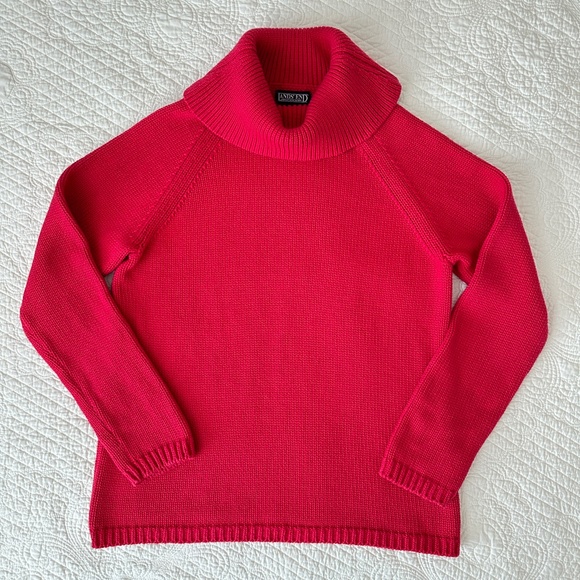 Vintage Lands End 100% Cotton Cowl Neck Sweater Thick Knit M 10-12 - Picture 10 of 10